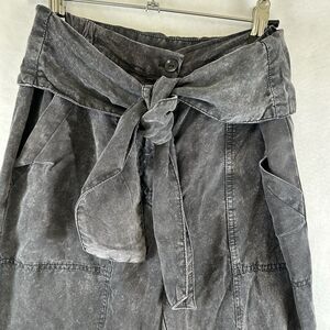 YFB Pants Buttery Soft Wrap Tie Front Black Gray Womens Sz M retro 90s Y2K Baggy